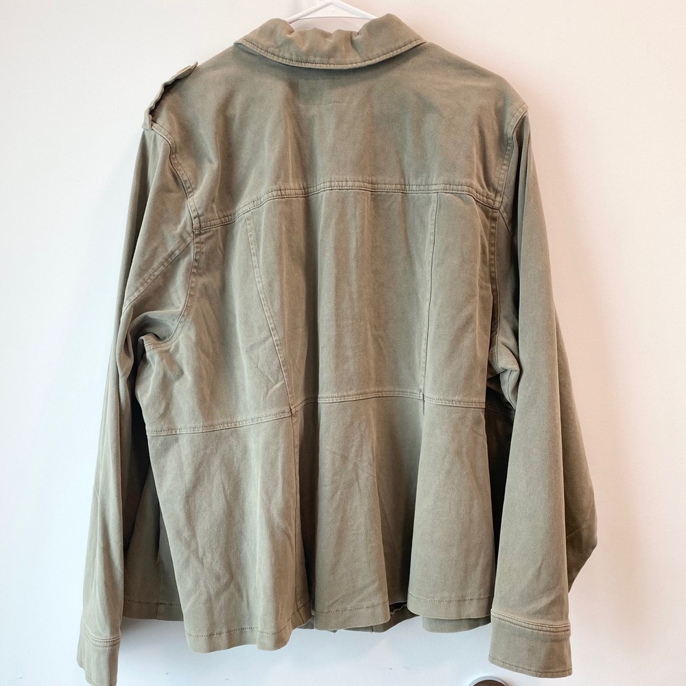 Torrid Jacket Womens 4X Green Utility Military Button Up Stretch Twill Epaulette - Picture 2 of 14